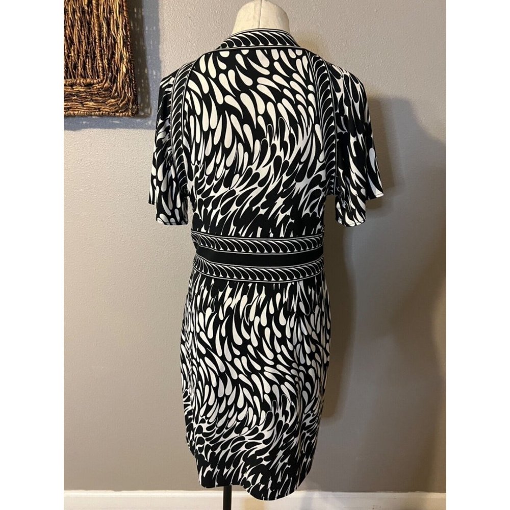 BCBGMaxAzria Dress L Large Black Ivory Stretch Washable Career Church - Picture 6 of 11